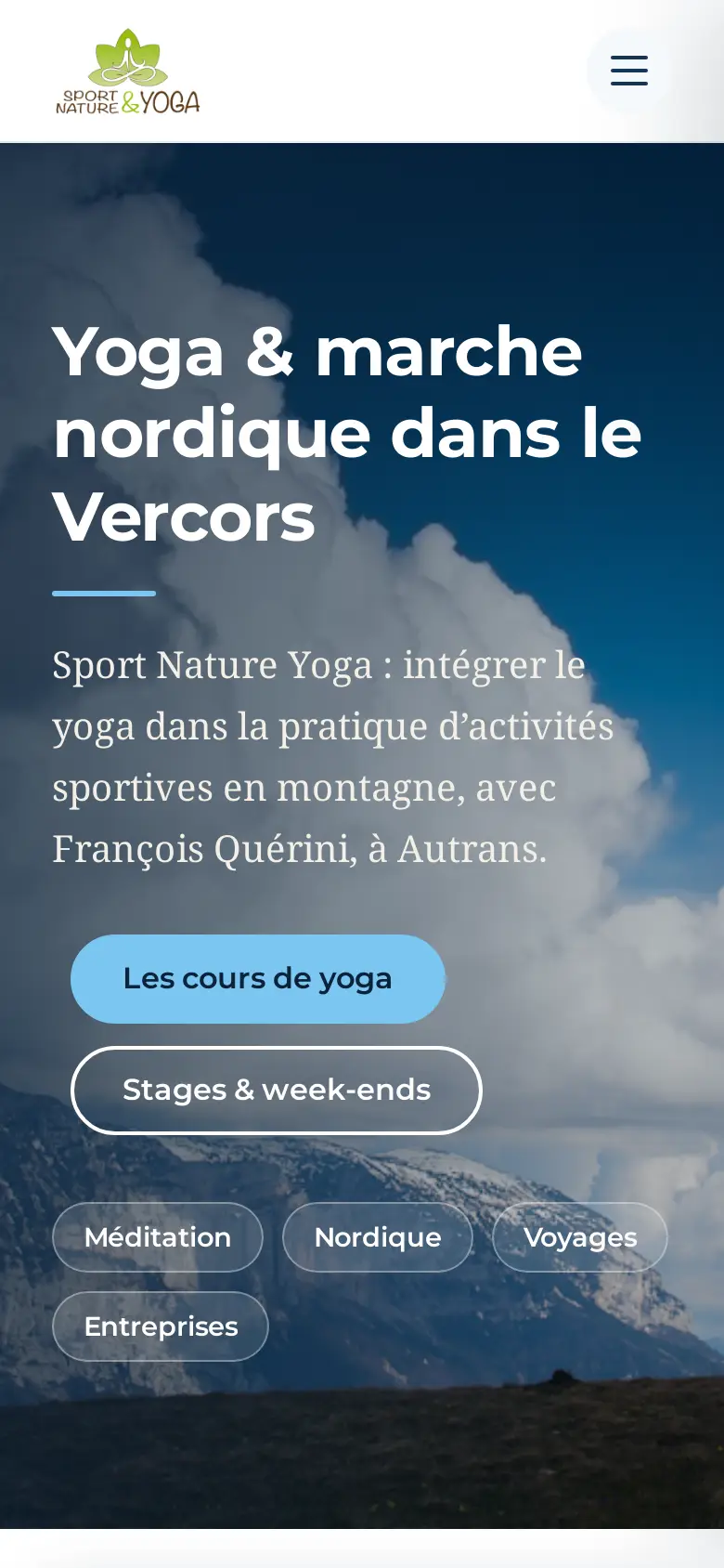 Le nouveau site Sport Nature Yoga sur téléphone