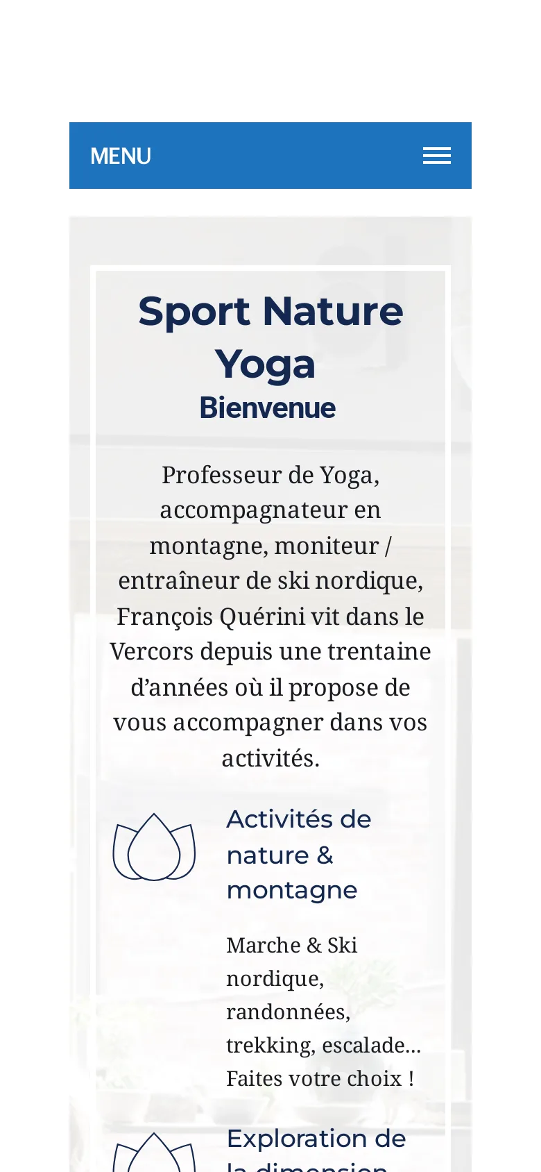 L'ancien site Sport Nature Yoga sur téléphone