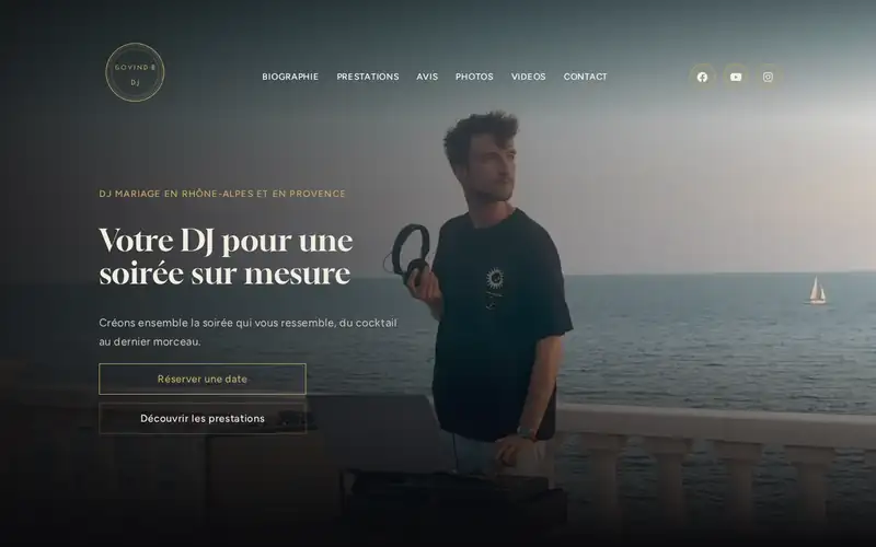 Page d'accueil du site de DJ Govind B, DJ mariage en Rhône-Alpes et en Provence